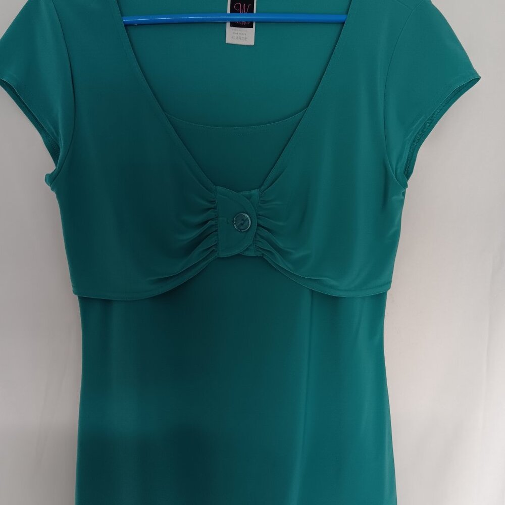 Wrapper Women's green blouse short sleeves. Size‎ XL